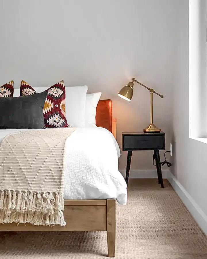 Luxury bedroom inside A-Frame retreat