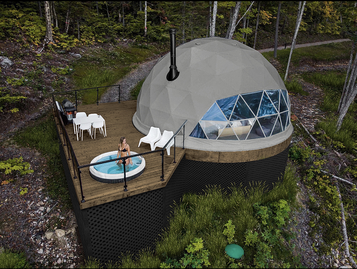 Luxury tent exterior near Lake Superior