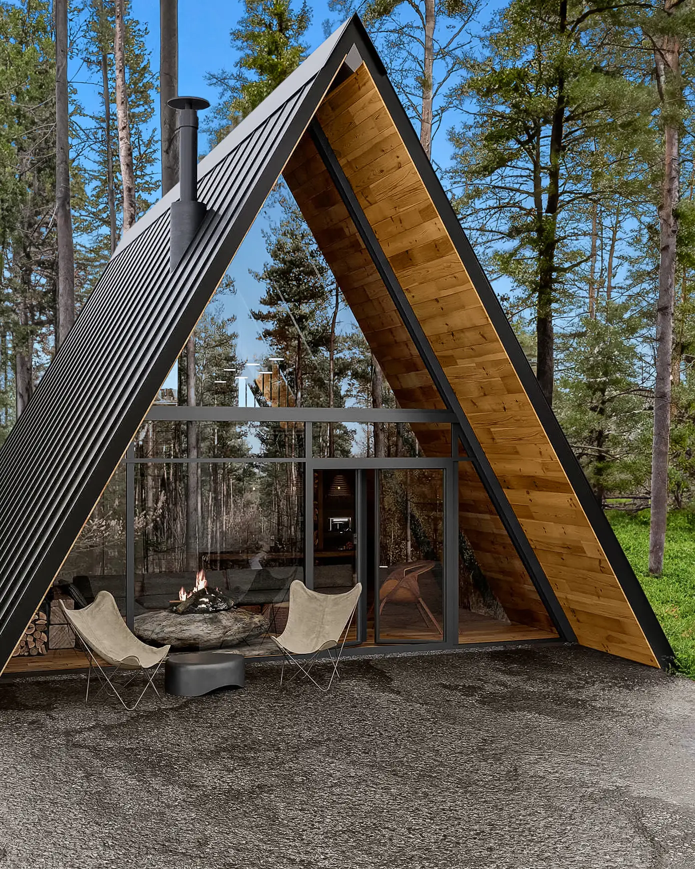 A-frame exterior at The Harbors