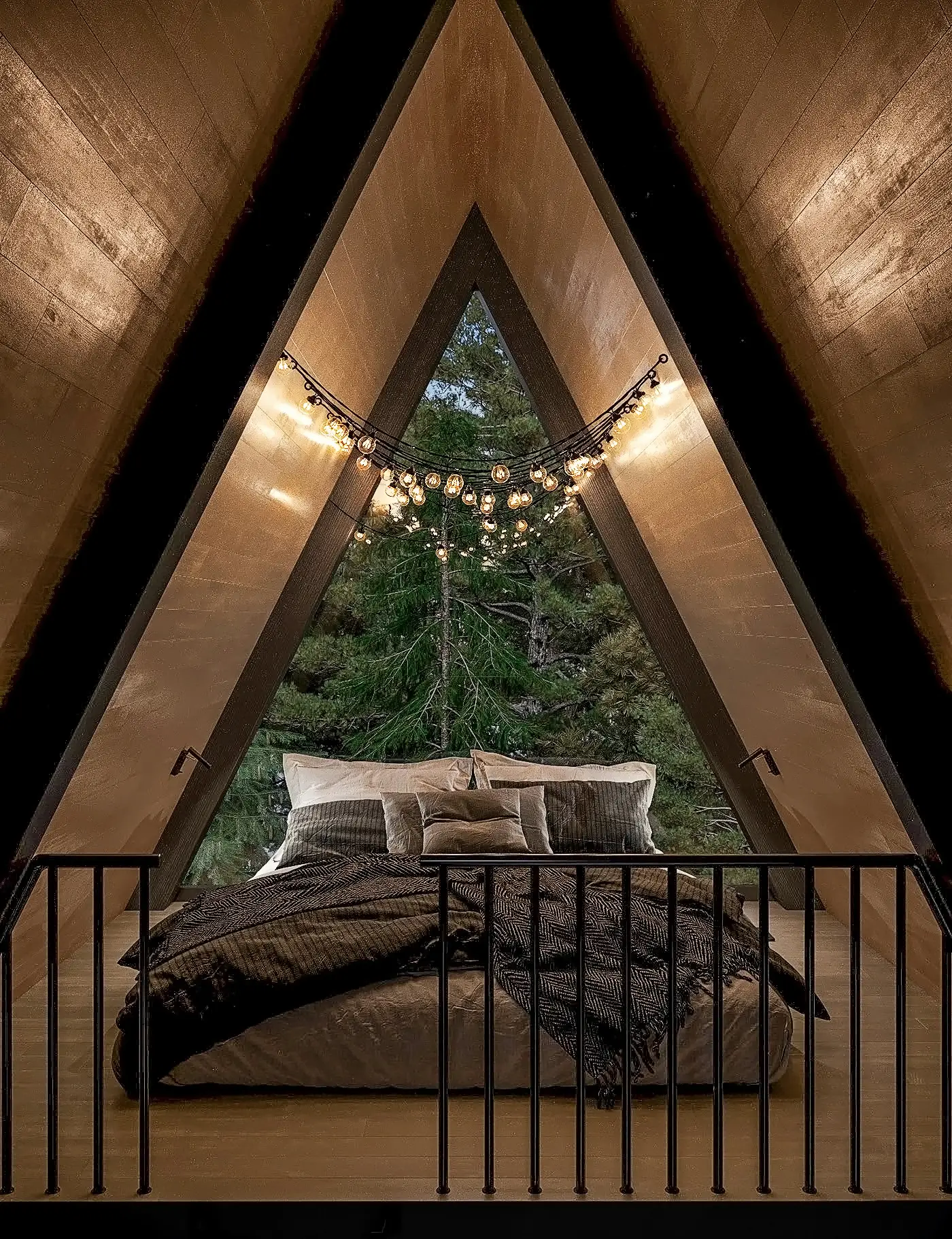 Loft interior inside luxury A-Frame